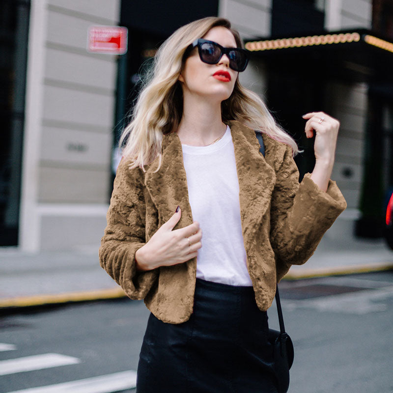 Plain Faux Fur Shearling Jacket