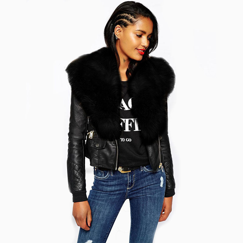 Shearling Zipper Moto Jacket