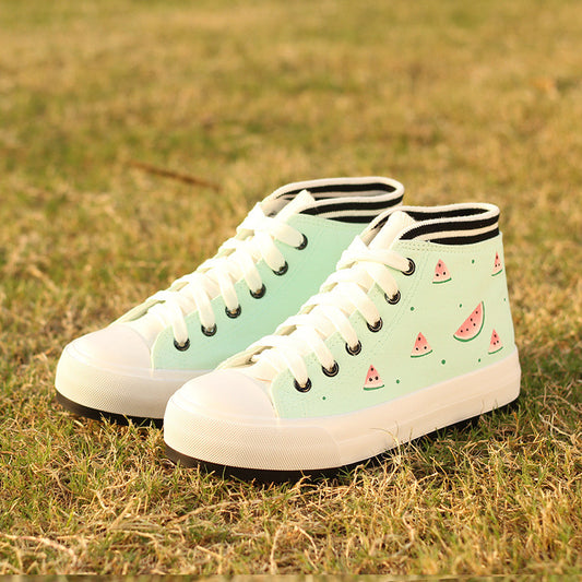 Cute Cartoon Print Thick Bottom Sneakers