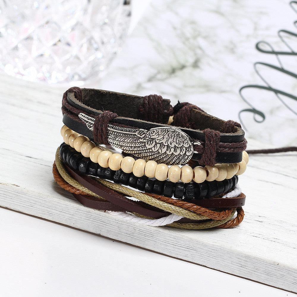 Retro Personality Wing Beaded Multilayer Bracelet