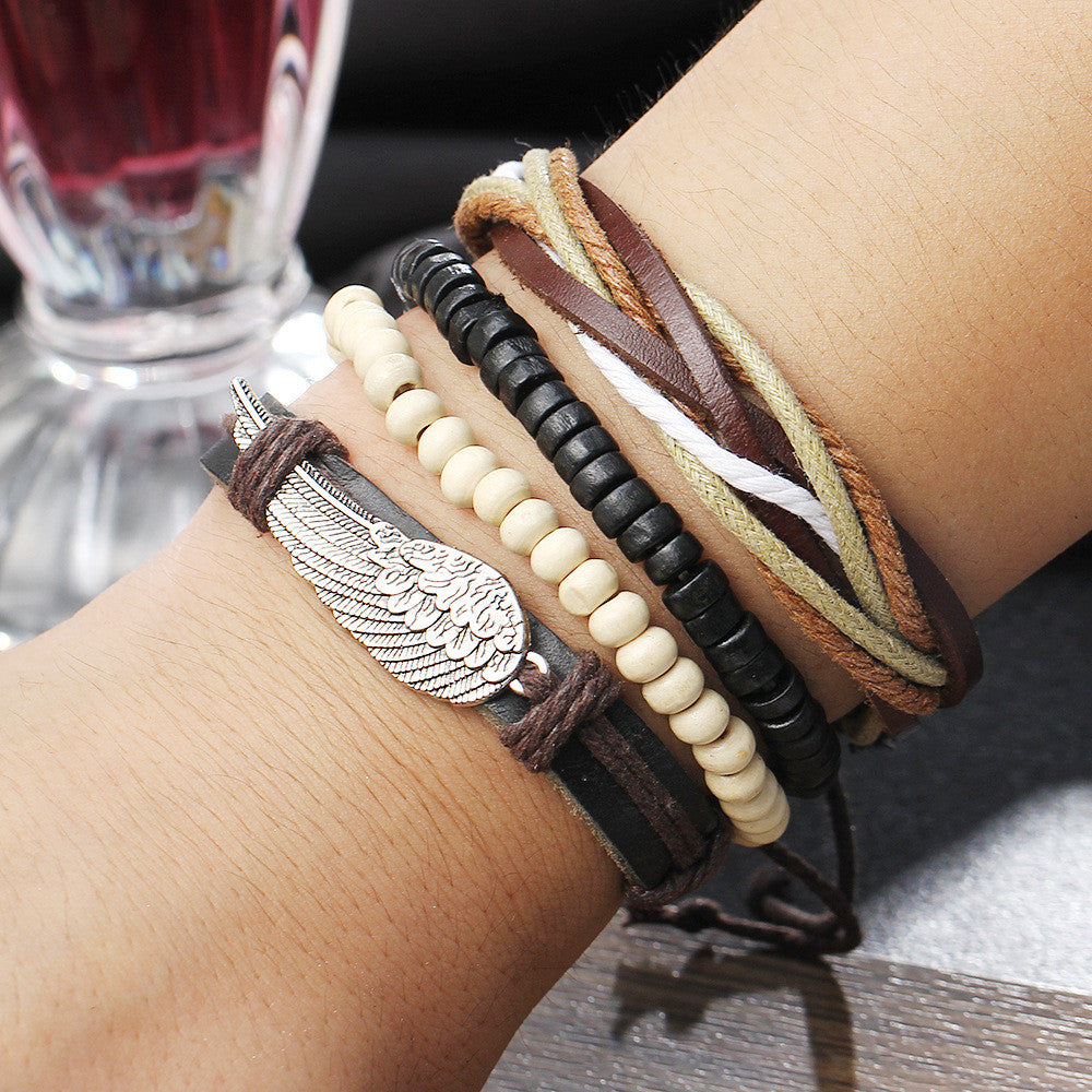 Retro Personality Wing Beaded Multilayer Bracelet