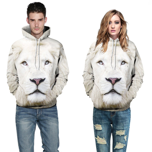 White Lion 3D Digital Printing Couple Hoodie