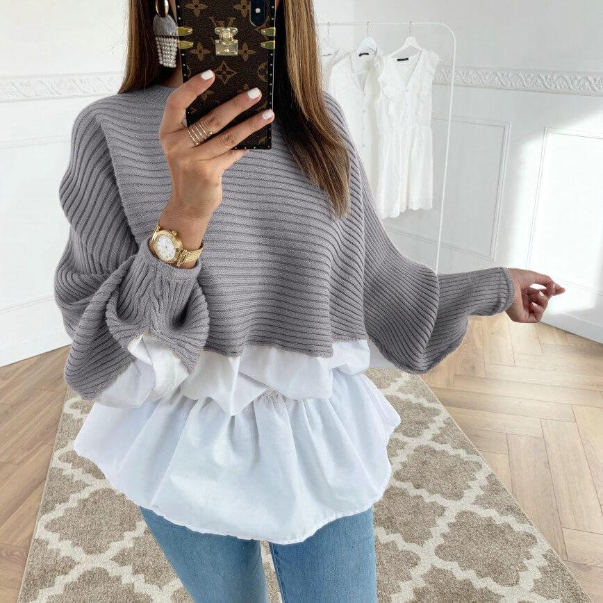 Patchwork Ruffle Long Sleeves Sweatshirts