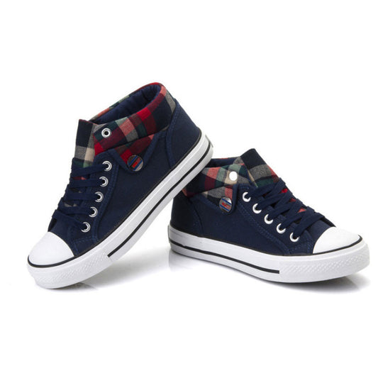 Lapel Leisure Plaid Lace Up Sneakers