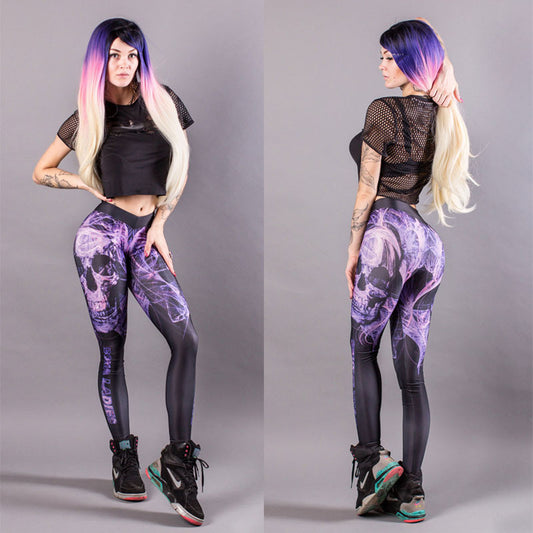 Women's Sexy Print Elastic Low Waist Long Slim Leggings