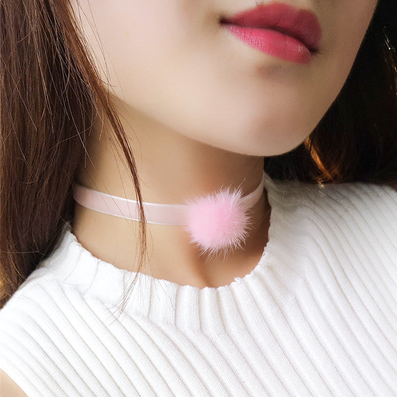 Sweet Furry Ball Lint Women's Necklace