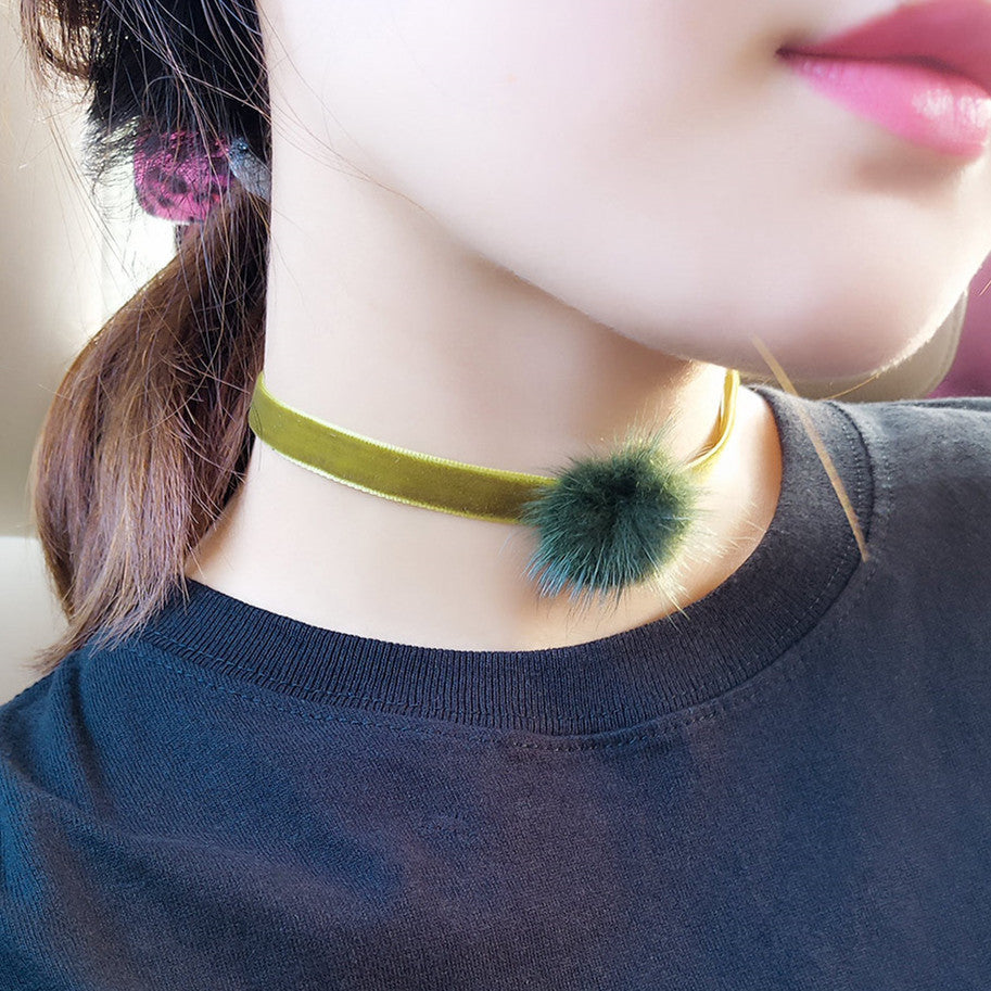 Sweet Furry Ball Lint Women's Necklace