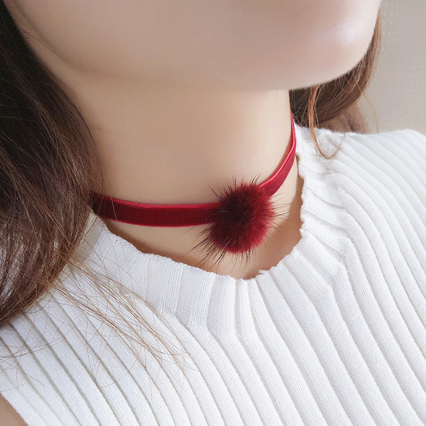 Sweet Furry Ball Lint Women's Necklace