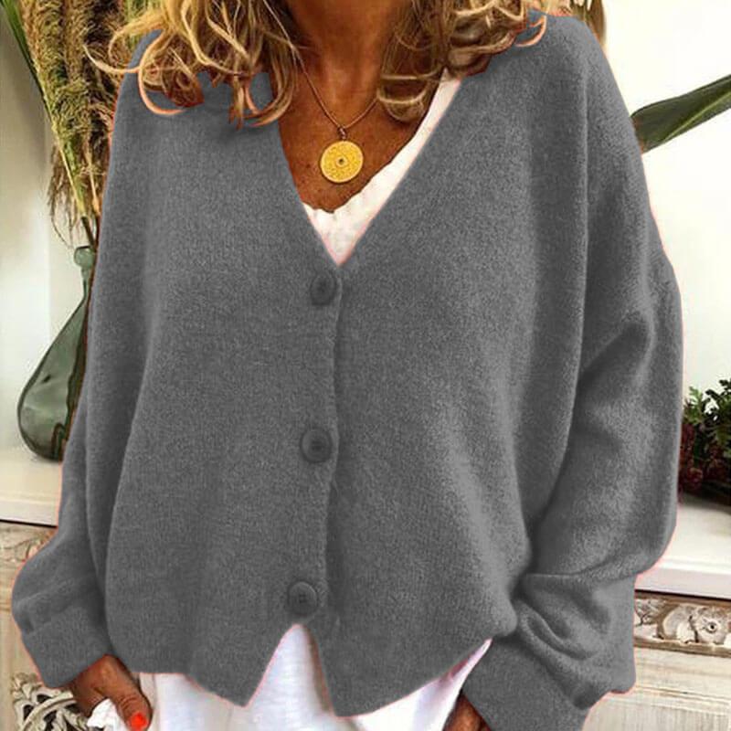 Pure Color With Button Cardigan