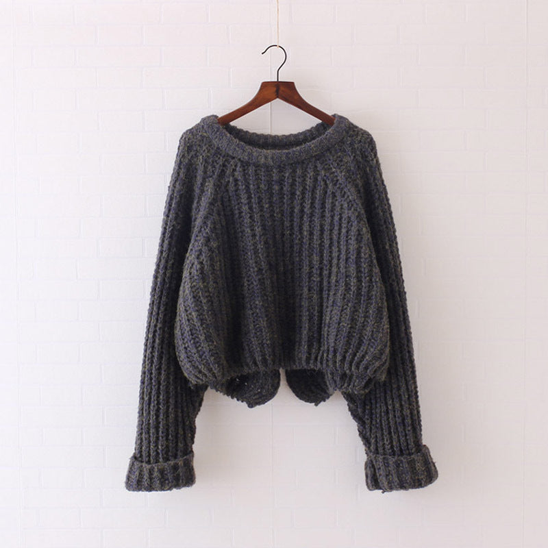 Pure Color Long Sleeves Irregular Loose Sweater