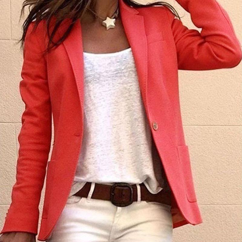 Plus Size Lapel One Button Blazer