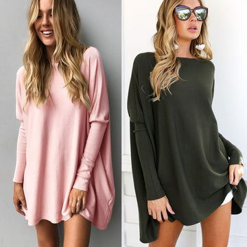 Pure Color Long Sleeves Loose Blouse