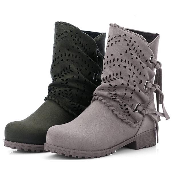 Low Heel Ankle Cutout Boot