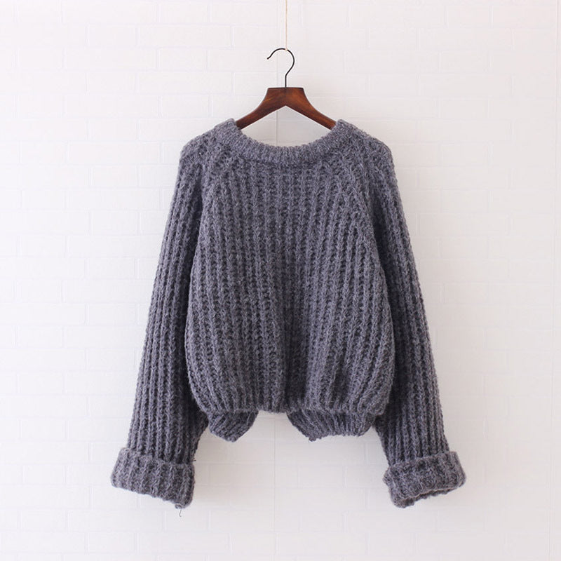 Pure Color Long Sleeves Irregular Loose Sweater