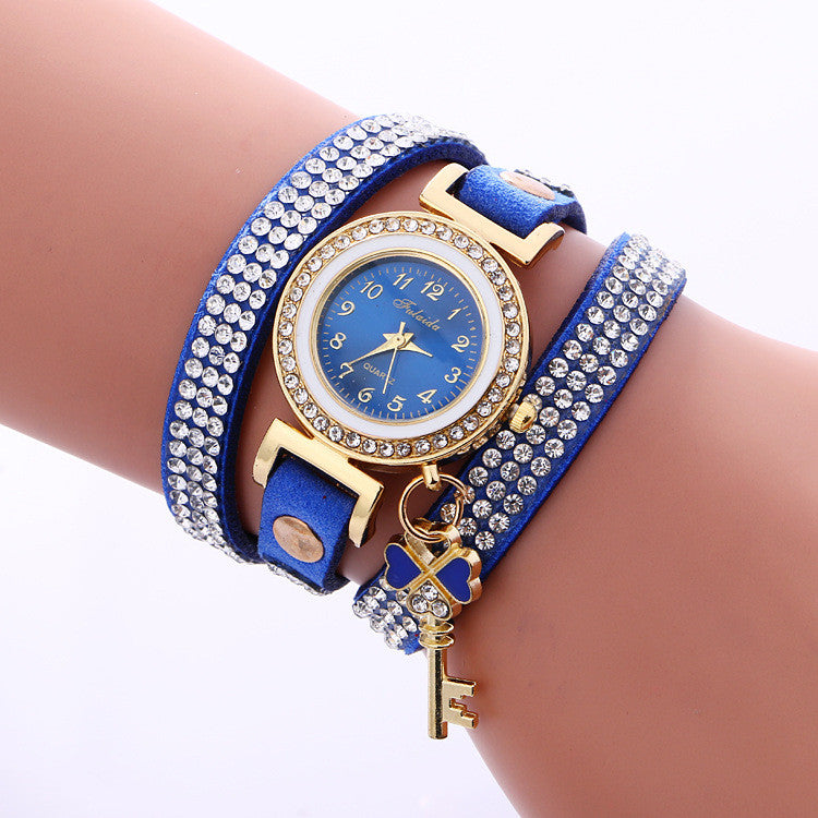 Crystal Strap Key Pendant Watch