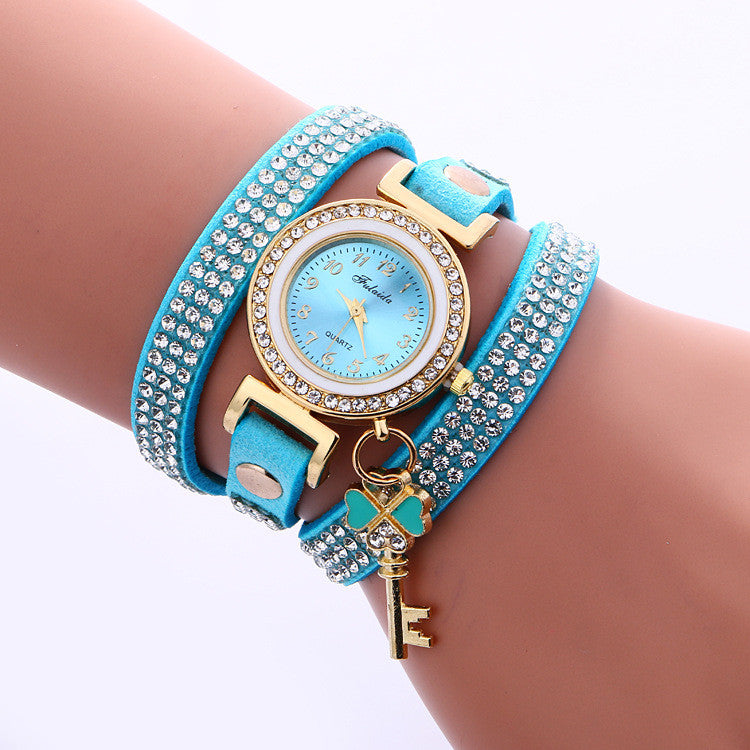 Crystal Strap Key Pendant Watch