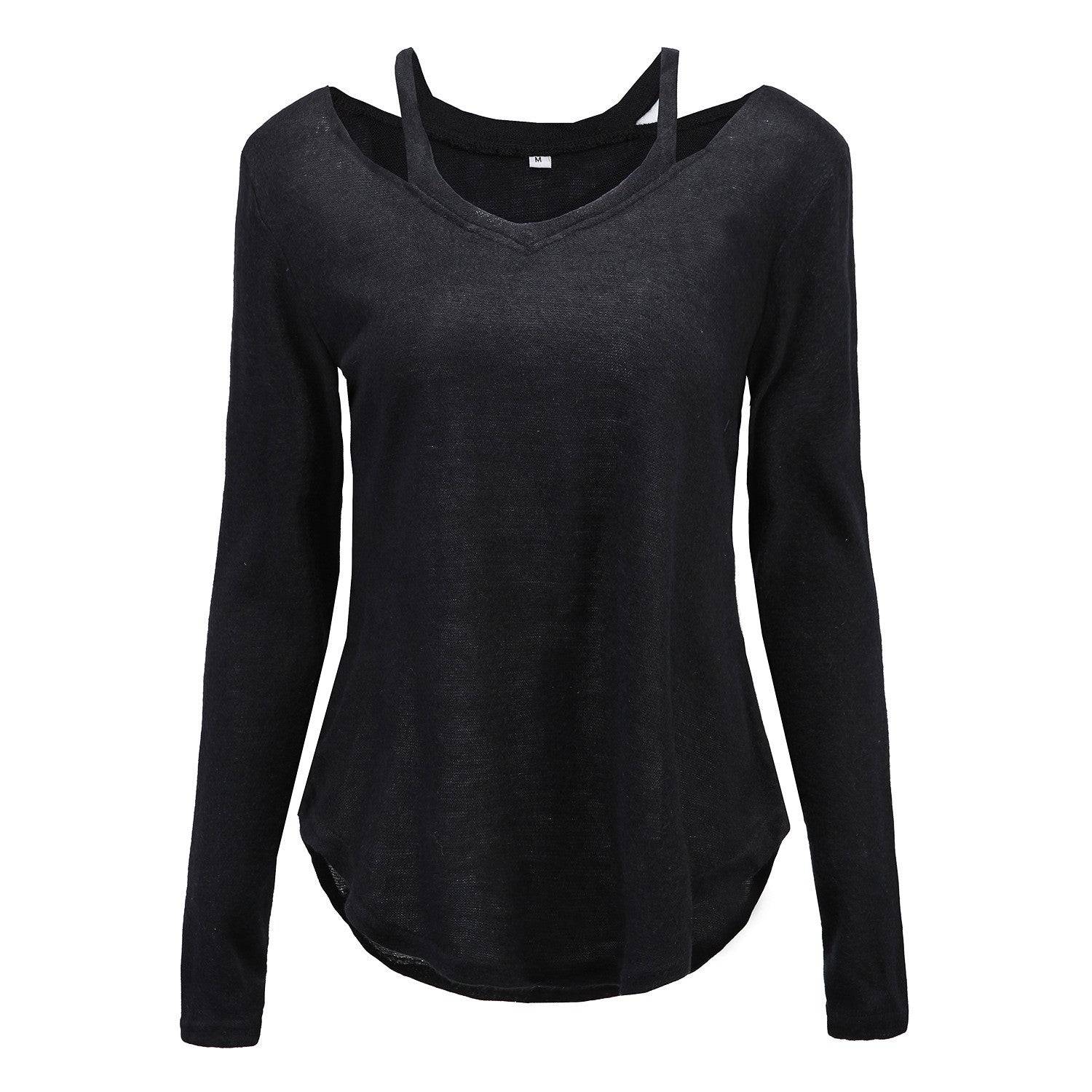 Long Sleeves V-neck Pure Color Loose Blouse Sweater