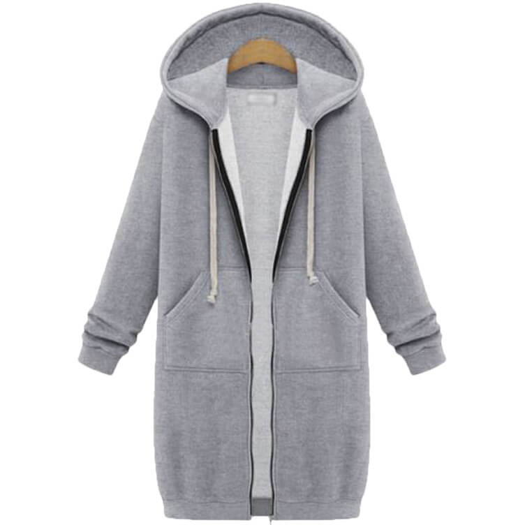 Hooded Zipper Sweatshirt Coat