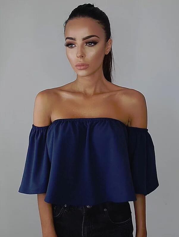 Sexy Off Shoulder Long Sleeve Chiffon Loose Blouse - Oh Yours Fashion - 6