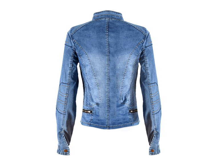 Stand Collar Zipper Women Motorcycle Short Denim Jacket