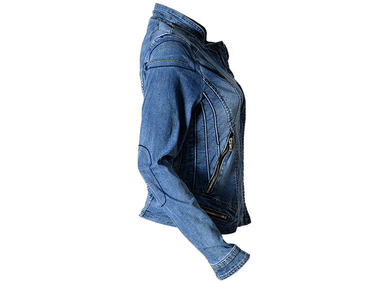 Stand Collar Zipper Women Motorcycle Short Denim Jacket