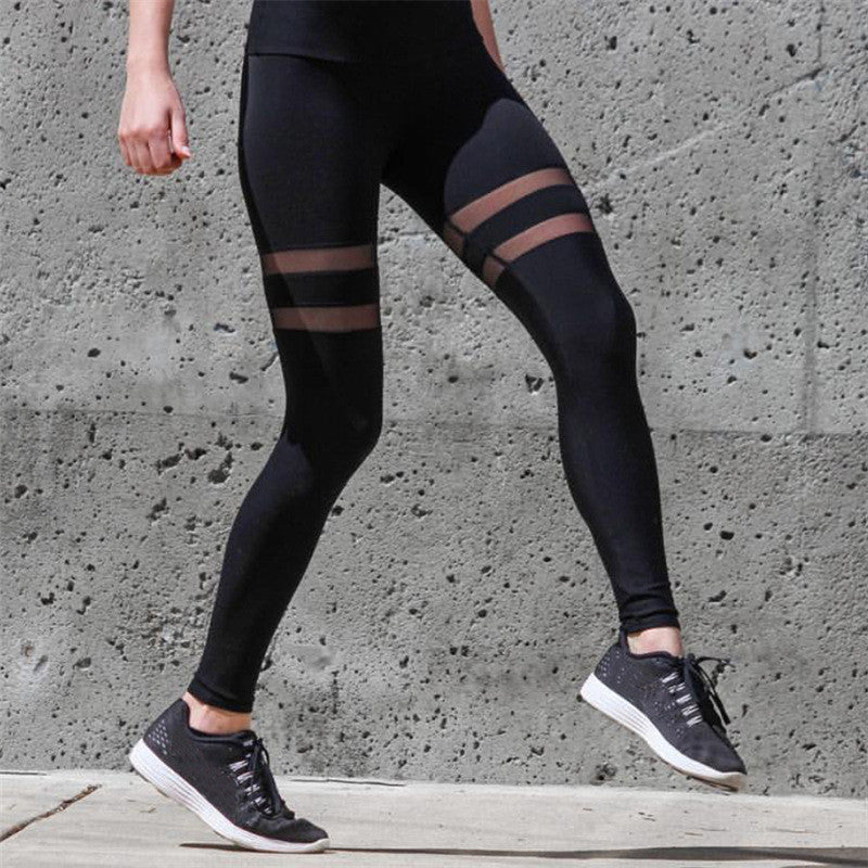 Mesh Patchwork Yoga Sports Long Slim Leggings