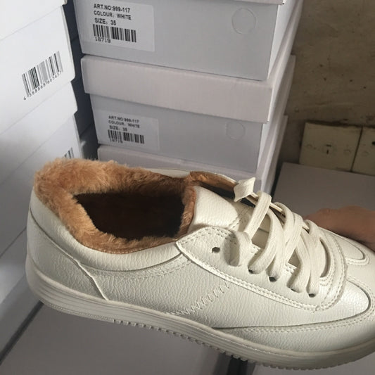 Fashion Increased Lace Up Fur Sneakers