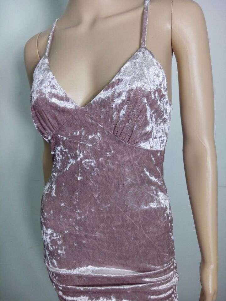 Sexy Spaghetti Strap Velvet Cross Back Knee-Length Dress