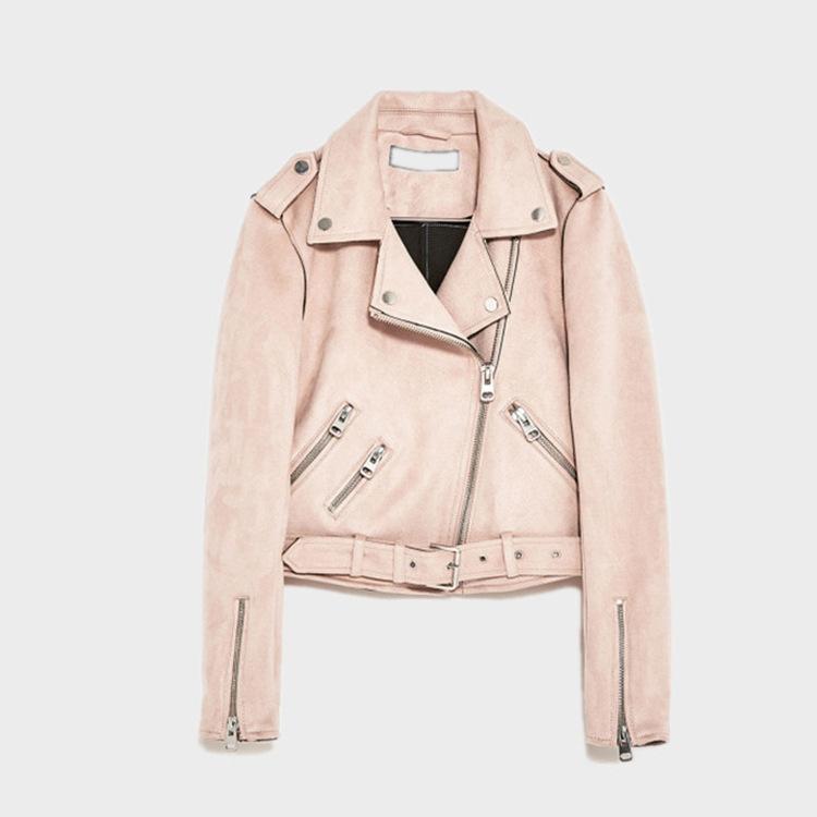 Solid Color Lapel Zipper Women Slim Cropped Short Jacket