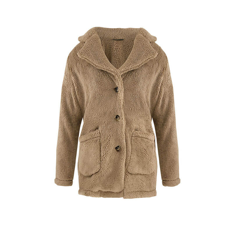 Fleece Lapel Warm Cardigan