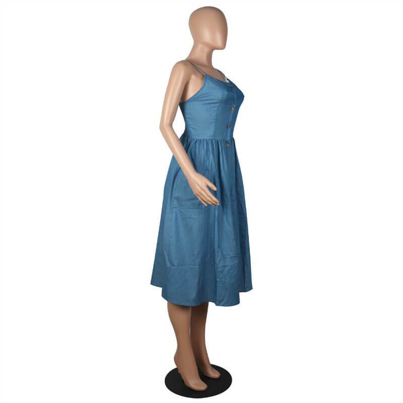 Denim Empire Waist Sling Dress