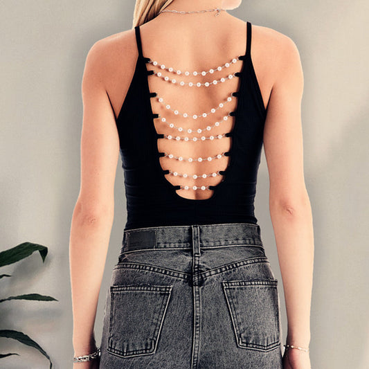 Pearl back vest BODYSUIT