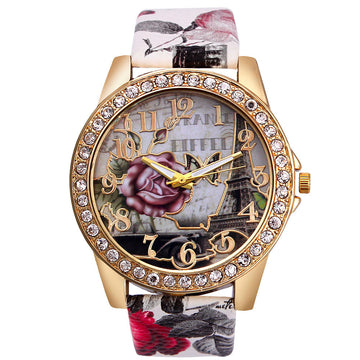 Flower Car Pattern Lady's Watch