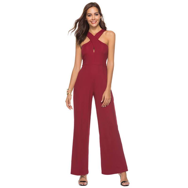 Slim Fit Sleeveless Halter Jumpsuit