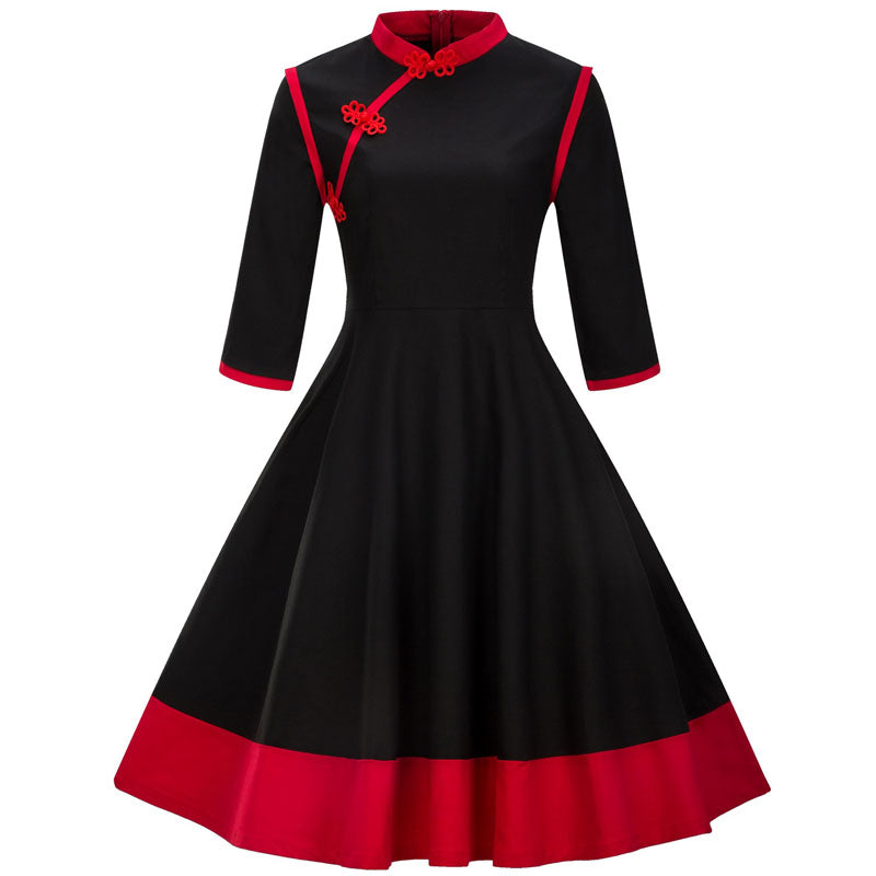 Vintage Mandarin Collar A-line Dress