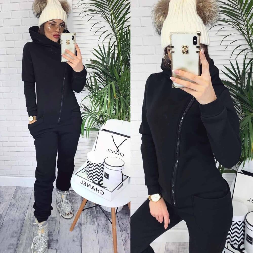 Warm Hooded Blouse Long pants Set