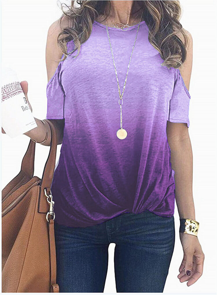 Summer Print Cutout Loose Short Sleeve T-shirts