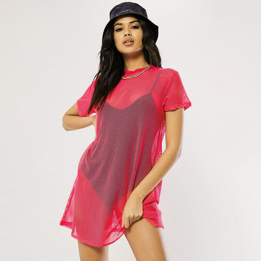 See Through Mesh T Shirt Dress