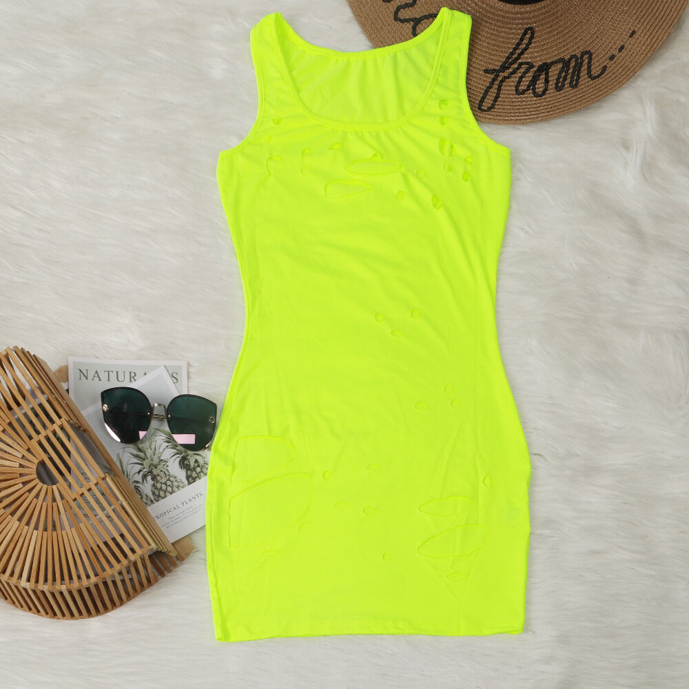 Sleeveless Cut Out Slinky Short Dress