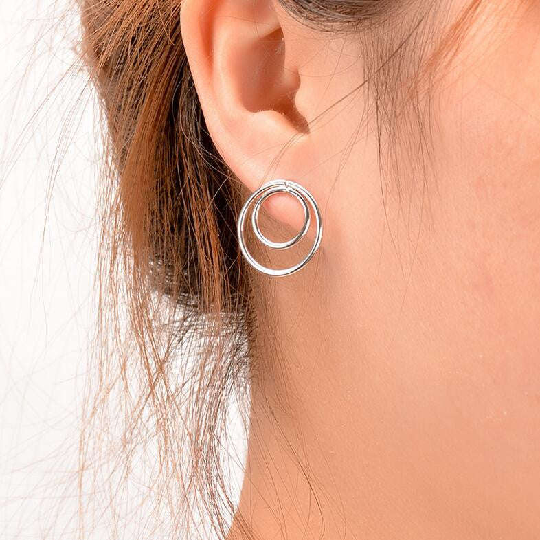 Personality Contracted Big Small Ring Earrings