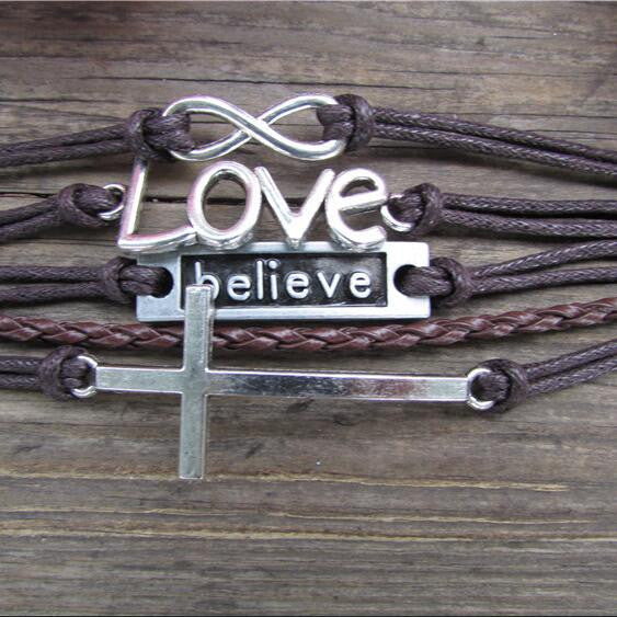 Retro LOVE 8 Cross Multielement Colored Bracelet