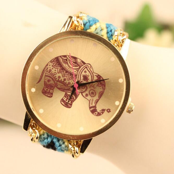 Wool Knitting Strap Elephant Print Watch