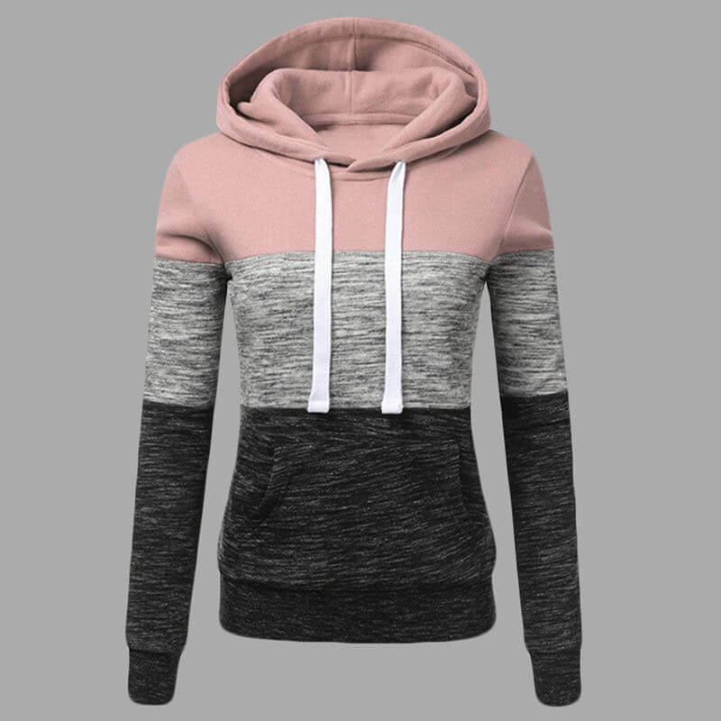 Winter Pullover Drawstring Colorblock Hoodies