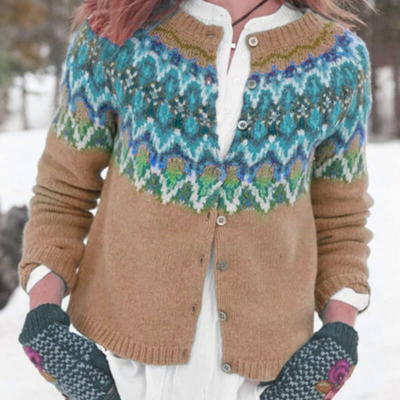 Printed Petite Colorblock Cardigan Sweater