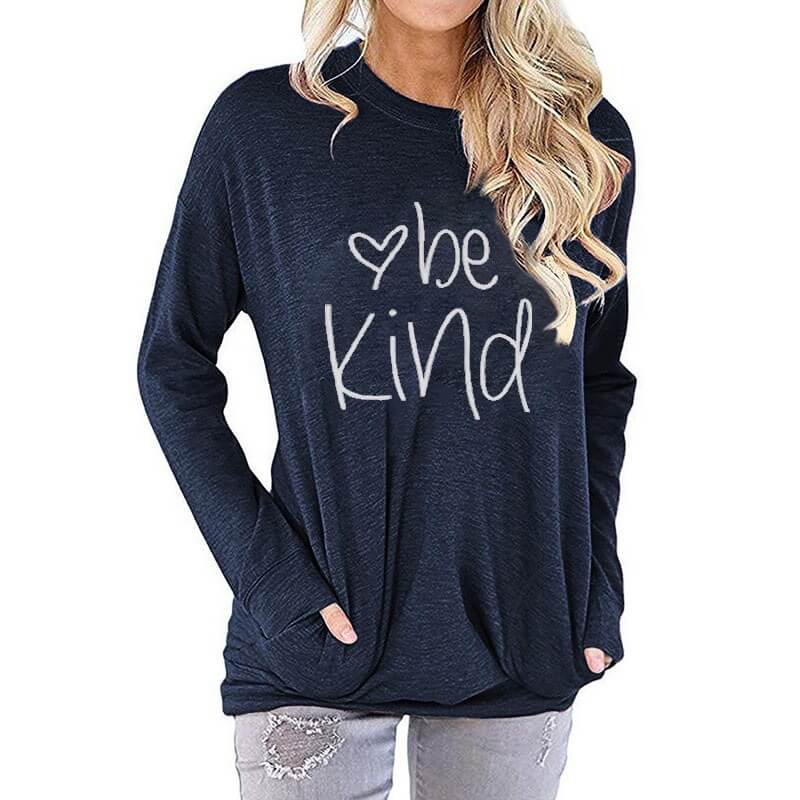 Letter Print Long Sleeves Loose T-shirt