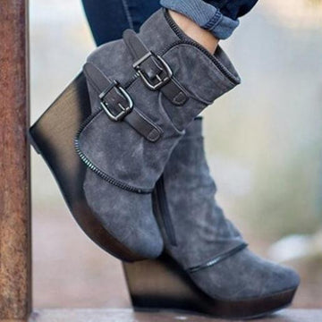 Platform Suede Wedge Ankle Boot