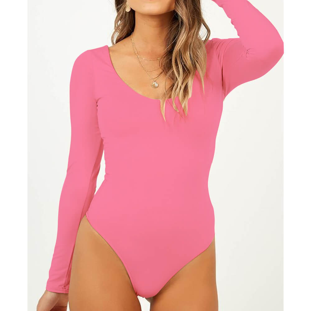 Long Sleeves Round Neck Corset Bodysuit