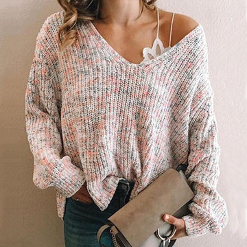 Loose V Neck Knitted Sweater