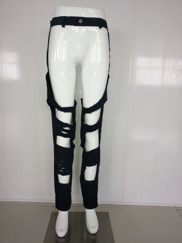 Cut Out Big Holes Long Skinny Pants Jeans