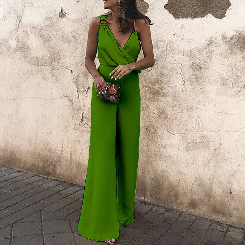 Candy Color Chiffon Wide Leg Jumpsuits